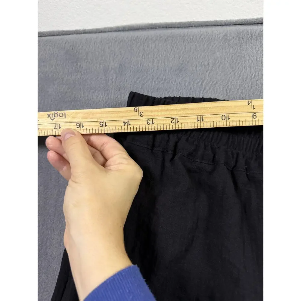 Never Worn‎ - H&M Linen/Viscose Black Pants Crop Wide Leg Flowy Size Medium